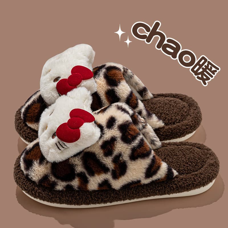 | slippers | ❈Bonito KT gato chinelos de algodão feminino casa chinelos de algodão feminino forro chinelos de algodão ma