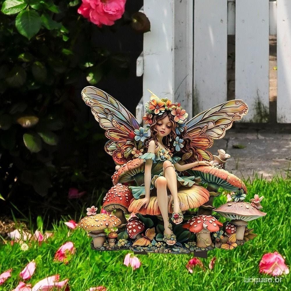 Mini Estátua de Fada, Plugue de Jardim de Acrílico Artificial, Multi-Funcional