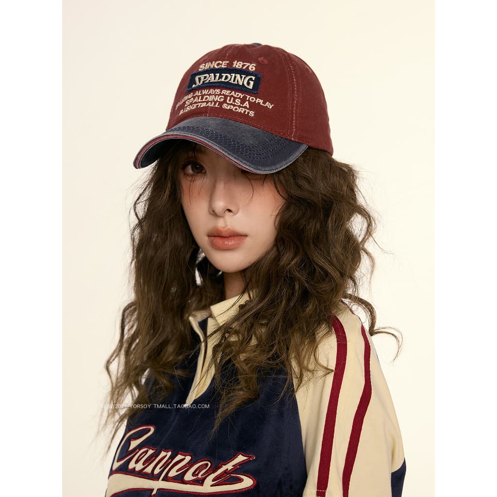 Boné Casual feminino vermelho desgastado lavado