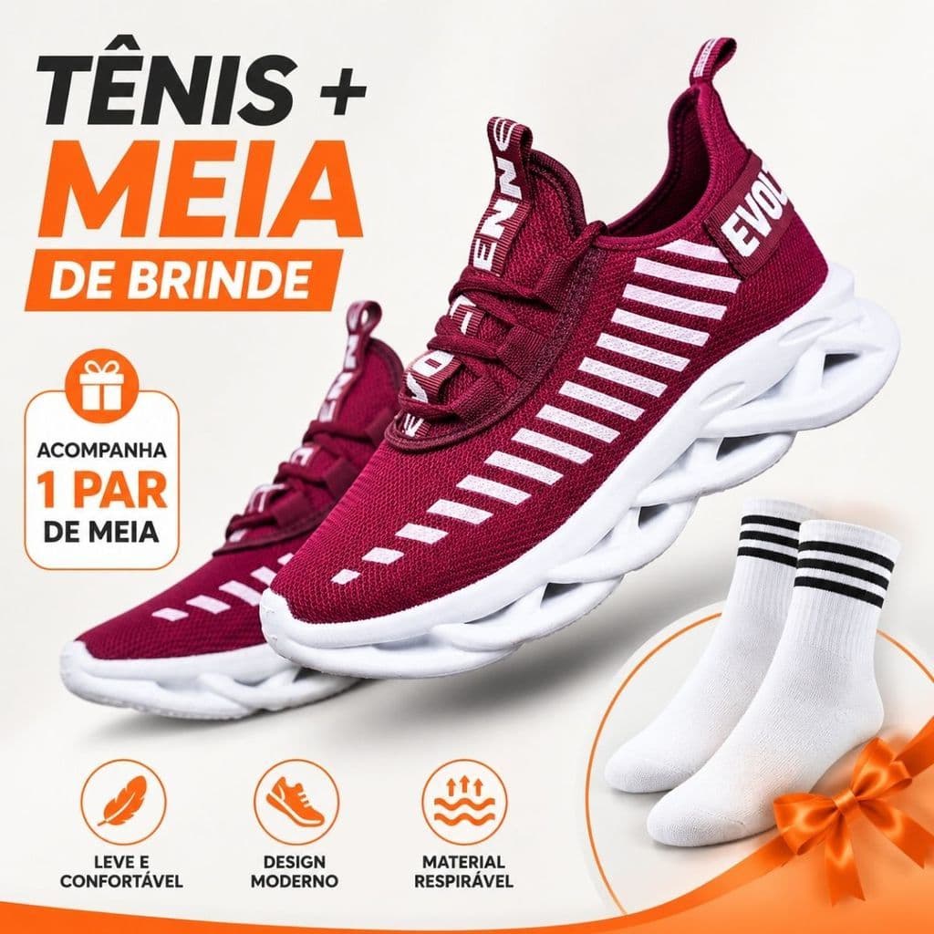 Tênis Masculino Moderno Com Forro Acolchoado Para Musculação Excelente Acabamento Restam Poucos + Meia