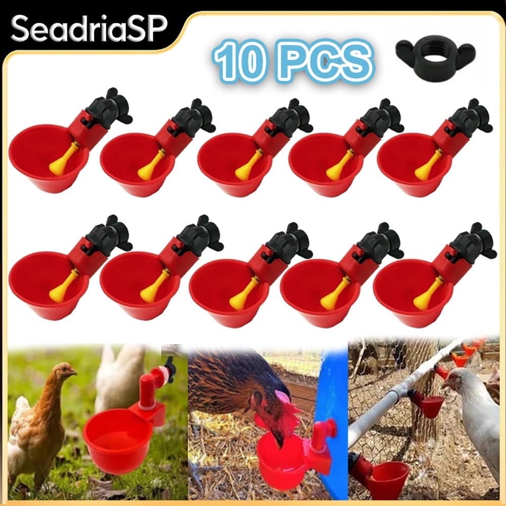 10 Bebedouros Automáticos, Copos Para Beber Frango E Pato Alta Qualidade + 10 porcas