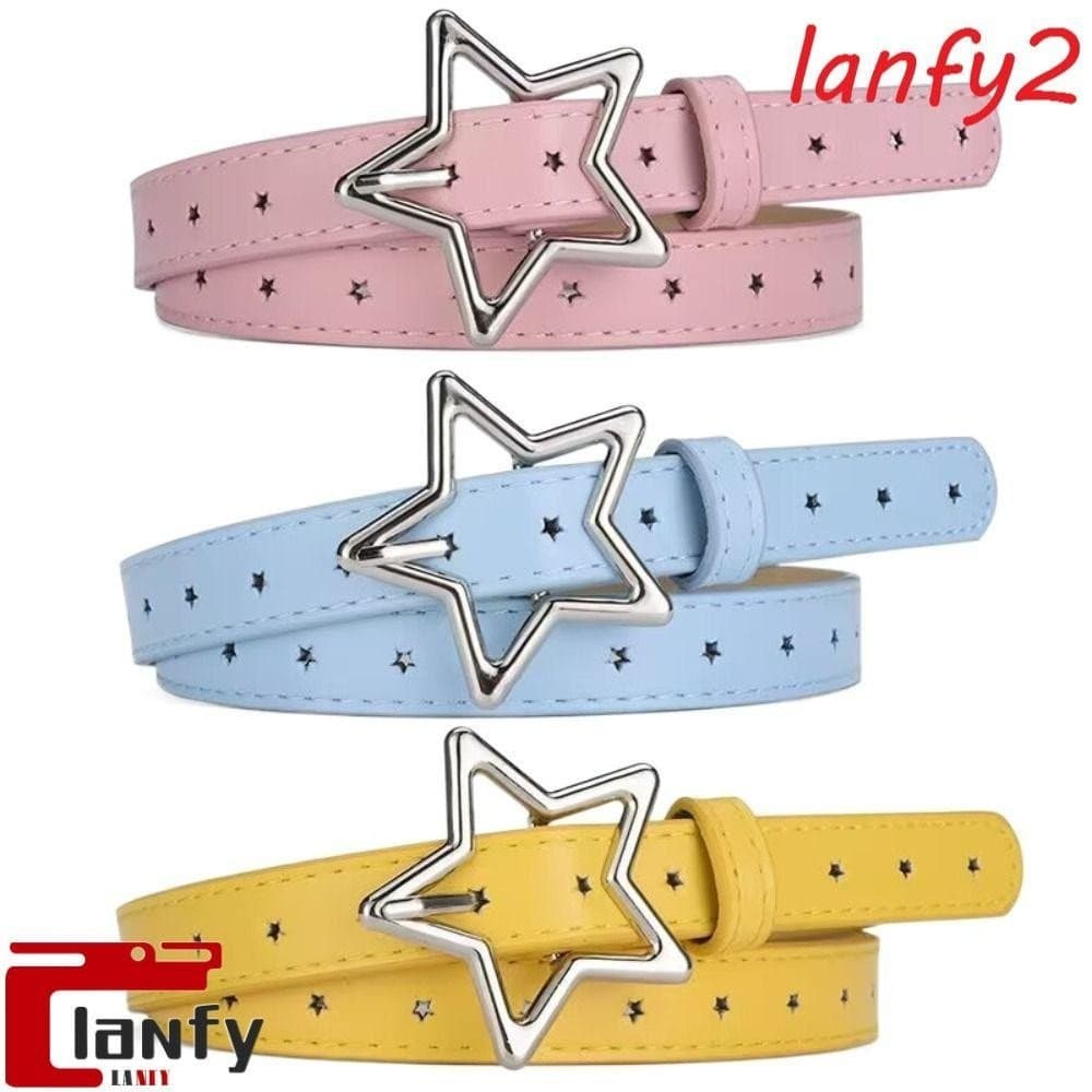 Cinto Pentagrama LANFY, Cinto de Couro PU, Fivela de Metal, Ajustável, Adequado para Mulheres SOQF