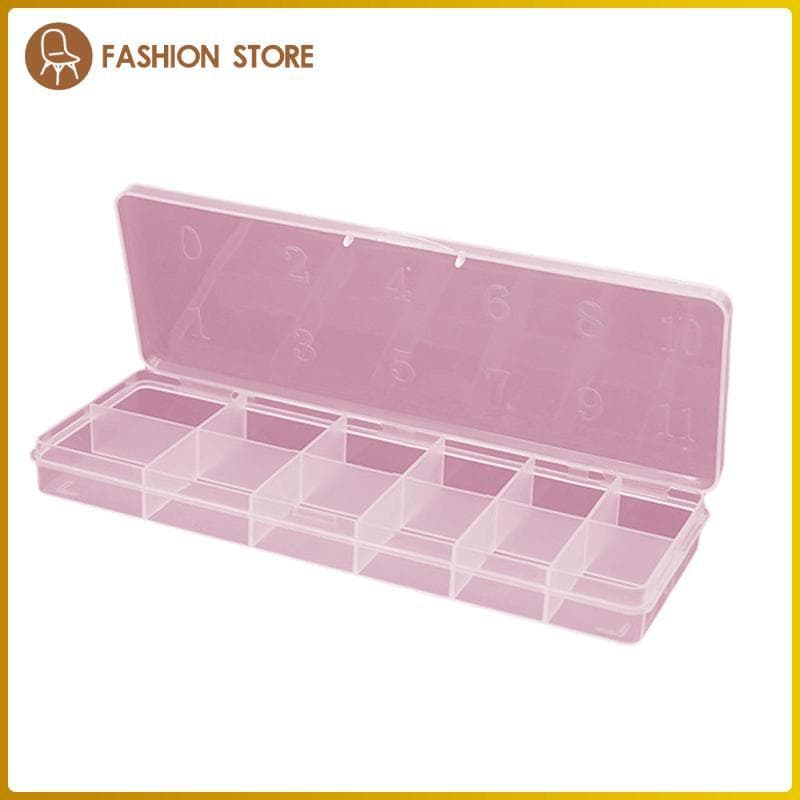 [Wishshopeelq] Caixa De Armazenamento De Pontas De Unhas , 12 Grades , Organizador De Plástico Para Acessórios De Decora
