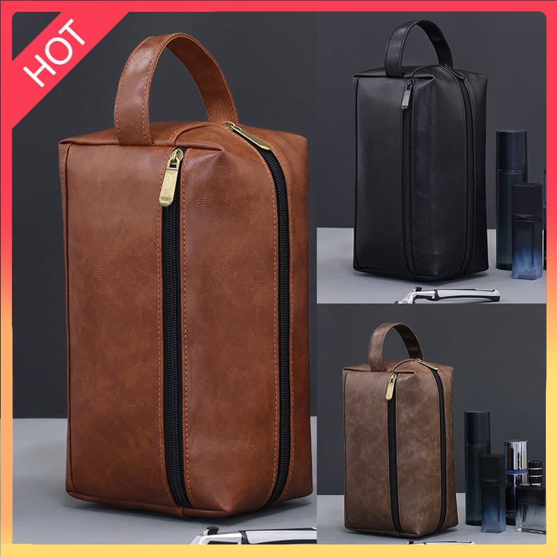 SCB-1PC Retro PU Bolsa De Cosméticos Organizador De Higiene Pessoal De Viagem Masculino Feminino Com Alça Maquiagem À Pr