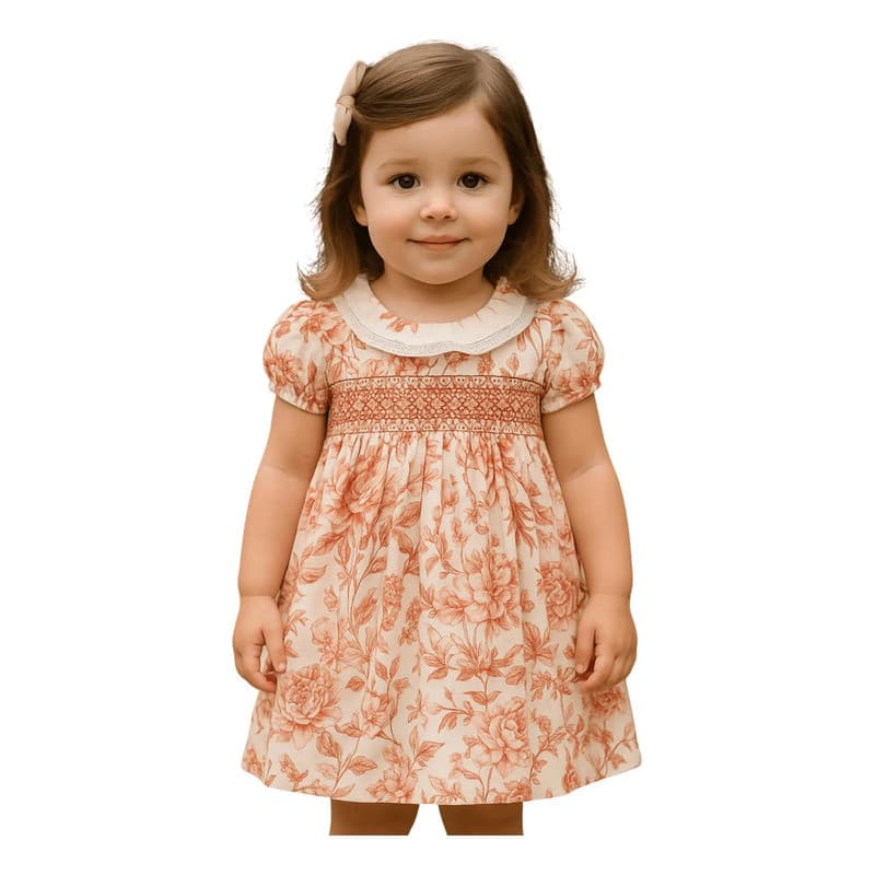 Vestido Bebê Floral Algodão Festa Luxo Menina Papilloo
