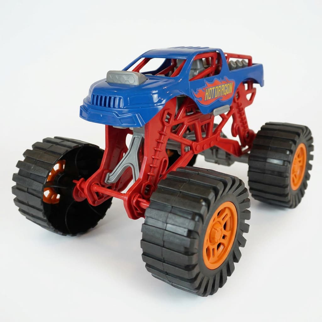 Carrinho Hot Dragon Carro Monster Hot Wheels | Suspensão Articulada | Carroceria Reclinável Kendy