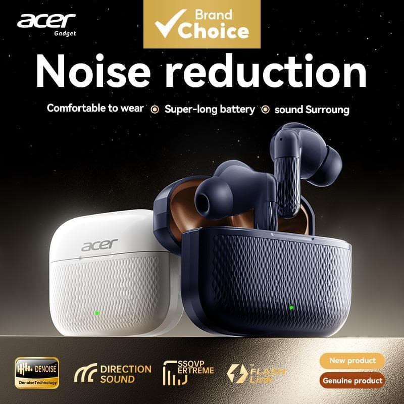 Fones de Ouvido Acer OHR636, Bluetooth Sem Fio, Fones de Ouvido com Microfone, Estéreo TWS, Fone Tipo-C para