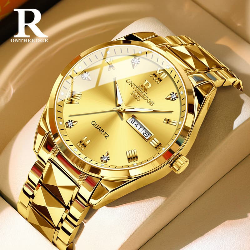2026 Ruizhiyuan Novo Estilo Dourado Suíço Famoso Relógio Masculino Banda de Aço Relógio Masculino High-End Relógio de Qu