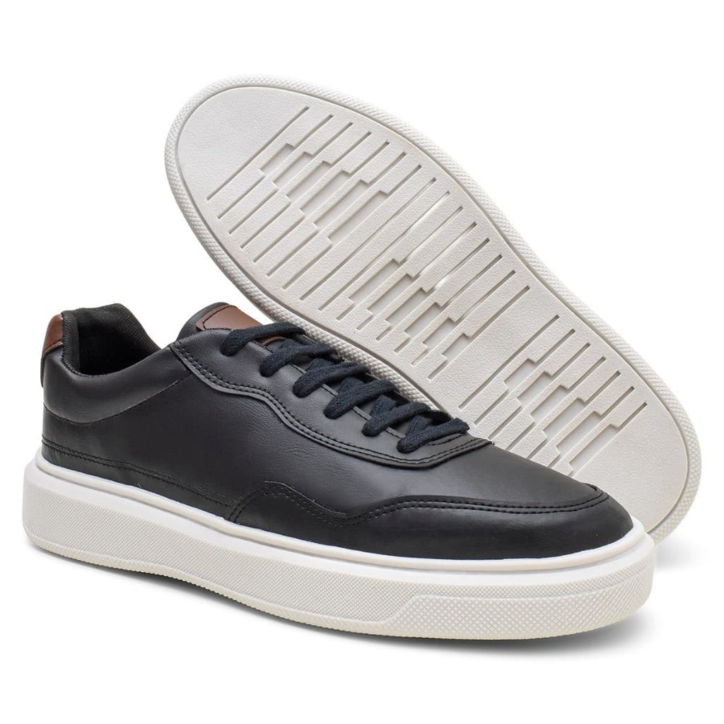 Tênis Masculino Moda Moderno Antiderrapante Couro Sola Alta 3cm Lançamento