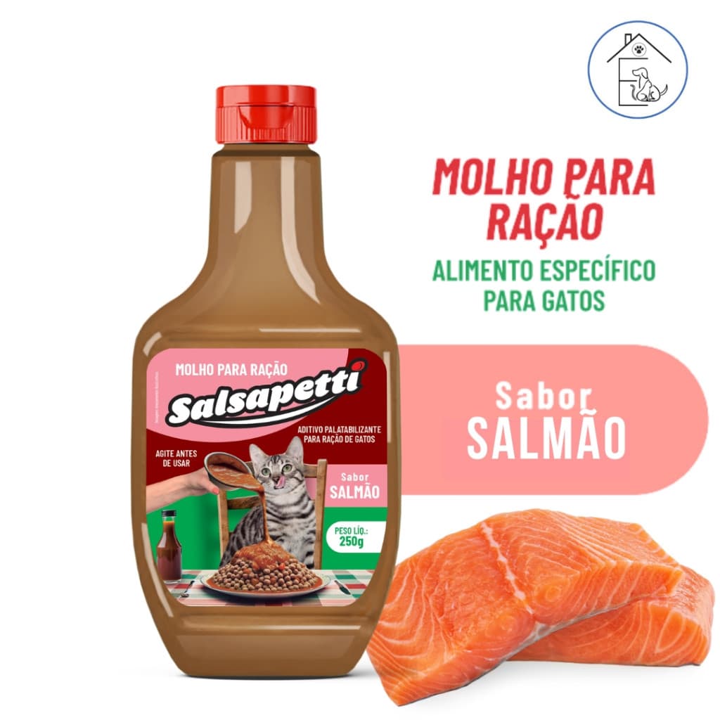 KIT 2 UNIDADES MOLHO ESPECIAL PARA RAÇÃO GATO 250G CREMOSO SALSAPETTI+Coleira De Gato