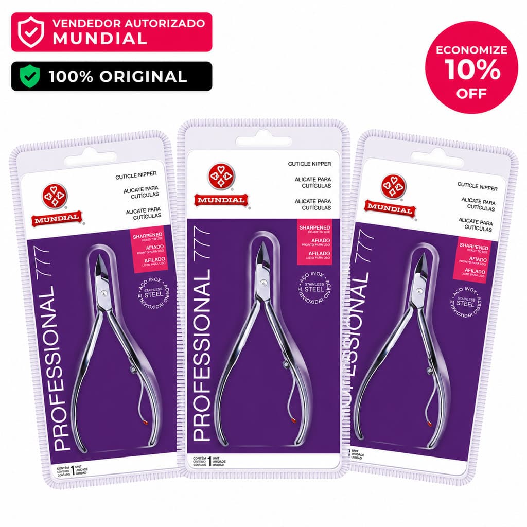Kit 3 Alicates Mundial 777 Professional Premium – Manicure Profissional Original