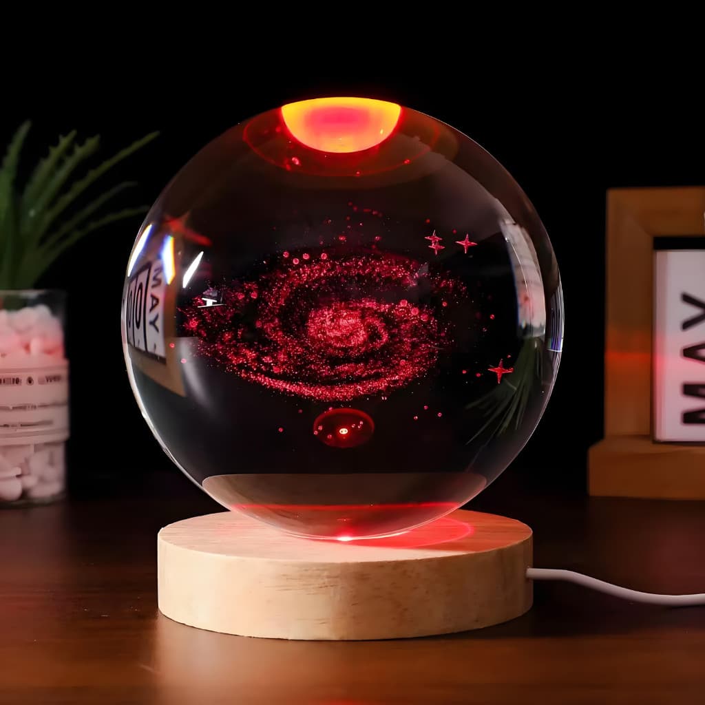 Luminária Decorativa De Mesa LED Colorido Globo 3D Vidro Bola de Cristal USB Quarto Escritório
