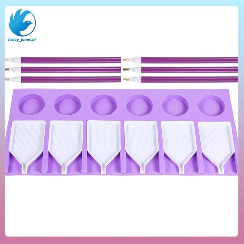 [lesley_jones.br] Acessórios De Pintura Kits De Contas 6 Slots Bandeja De Armazenamento De Arte Organizadores Porta-Ferr