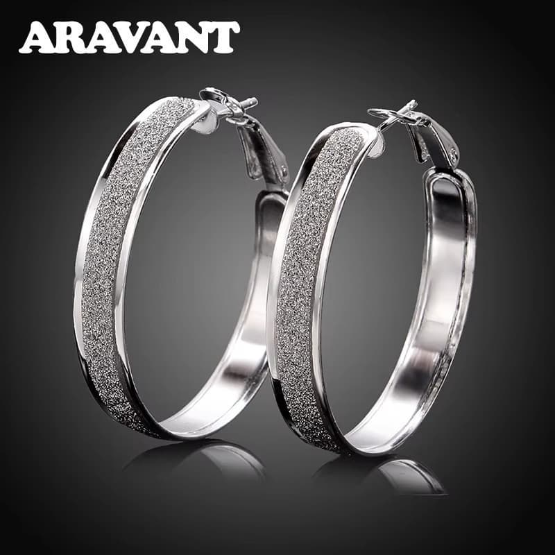 Brincos Femininos de Prata Esterlina 925 Aravant, Brincos de Argola Grande de 40mm, Joias