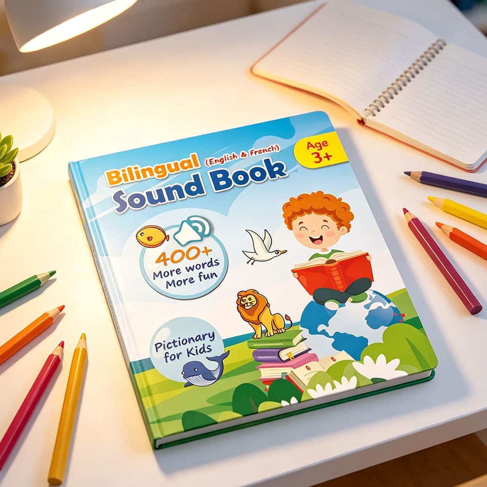 Bilíngue Brinquedo De Aprendizagem Inteligente Livro De Som Inglês Francês Interativo Educacional Presente Aniversário