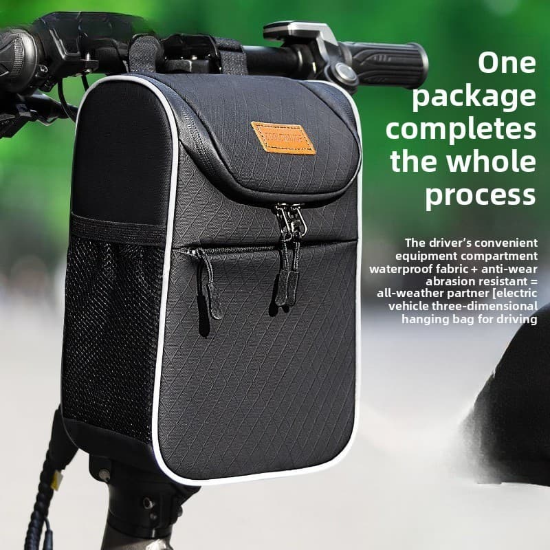 Bolsa Dobrável À Prova D'água Para Bicicleta – Sacola Suspensa Frontal Reflexiva Com Bolso Carregador