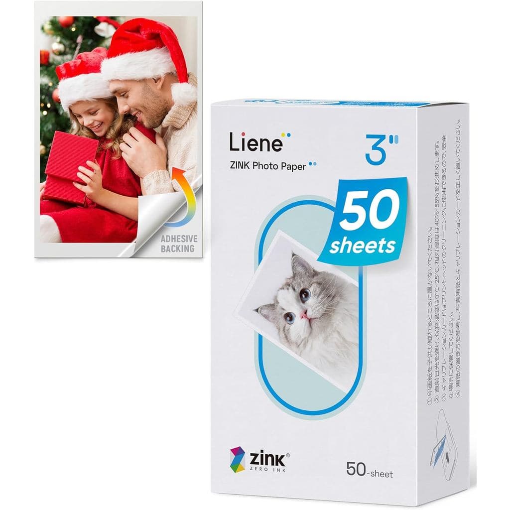 Papel Fotográfico Liene Zink 2x3″ 50 Folhas, Papel Fotográfico Premium com Verso Adesivo, Impermeável, Resistente a Manc