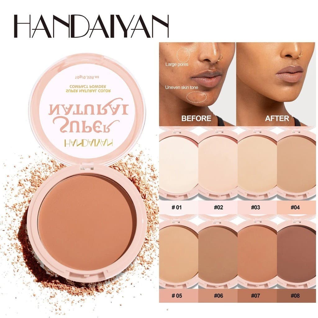 Pó Facial Matificante Compacto, Controle de Oleosidade 24 Horas, Pó Fixador Natural, Base de Cobertura Total, Maquiagem