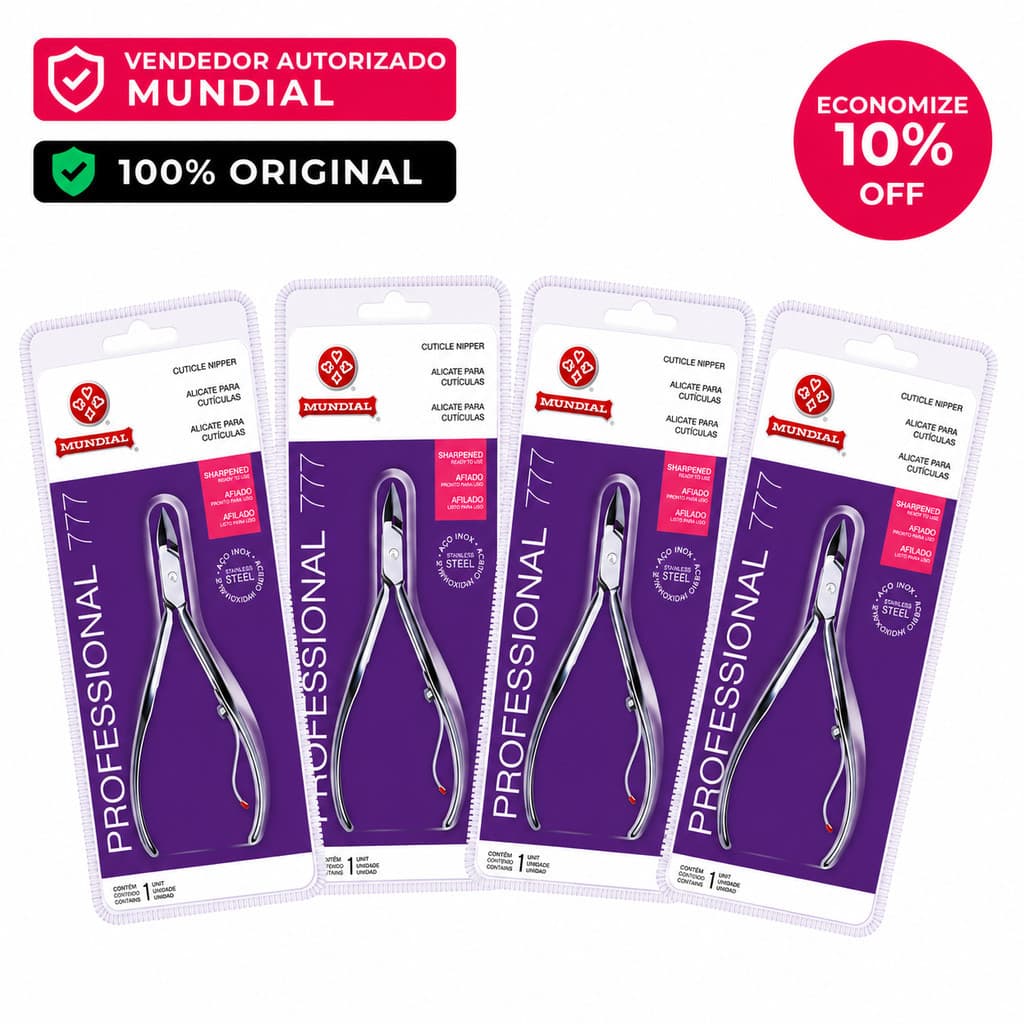 Kit 4 Alicates Mundial 777 Professional – Qualidade Profissional para Manicure