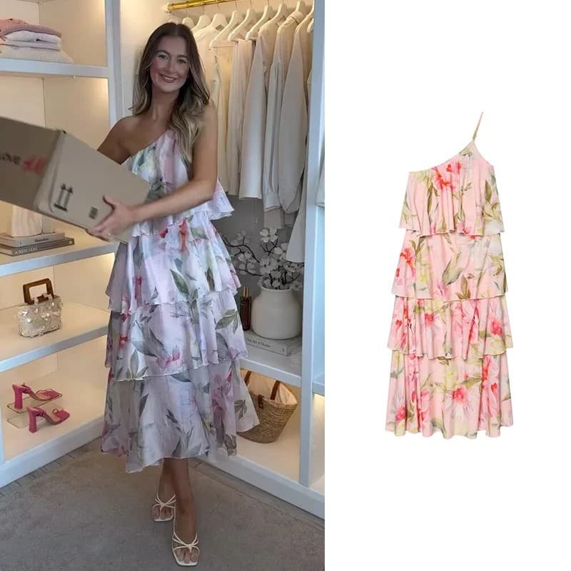 Vestido de Verão Feminino 2026, Nova Moda, Estampado, Longo, Estilo Casual, para Férias de Verão