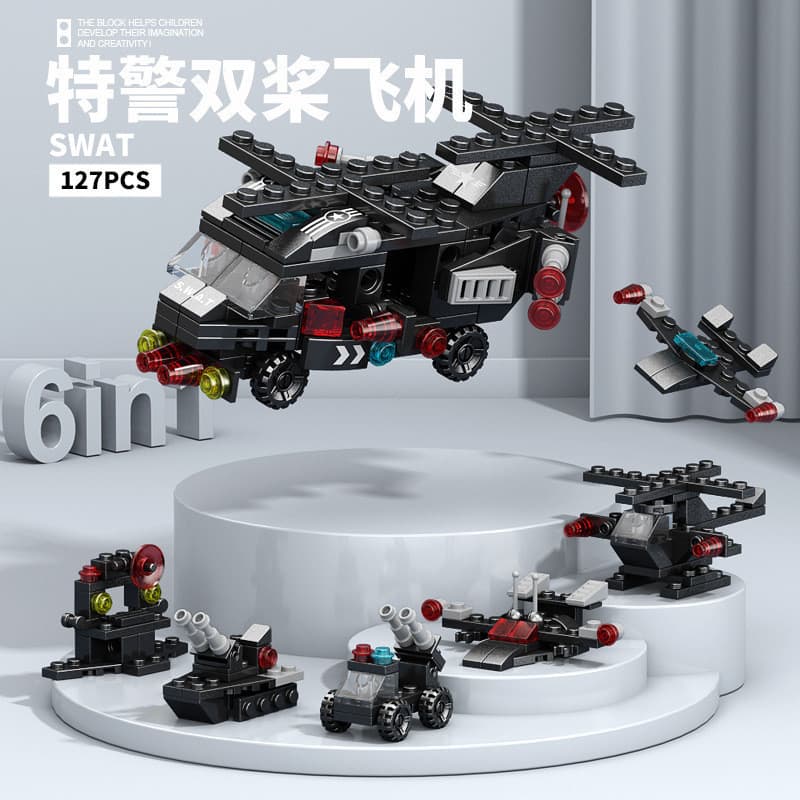 Dinossauro Mecha Compatível, Série Seis em Um, Blocos de Montar para Crianças e Meninos, Brinquedos, Presentes, Ornament