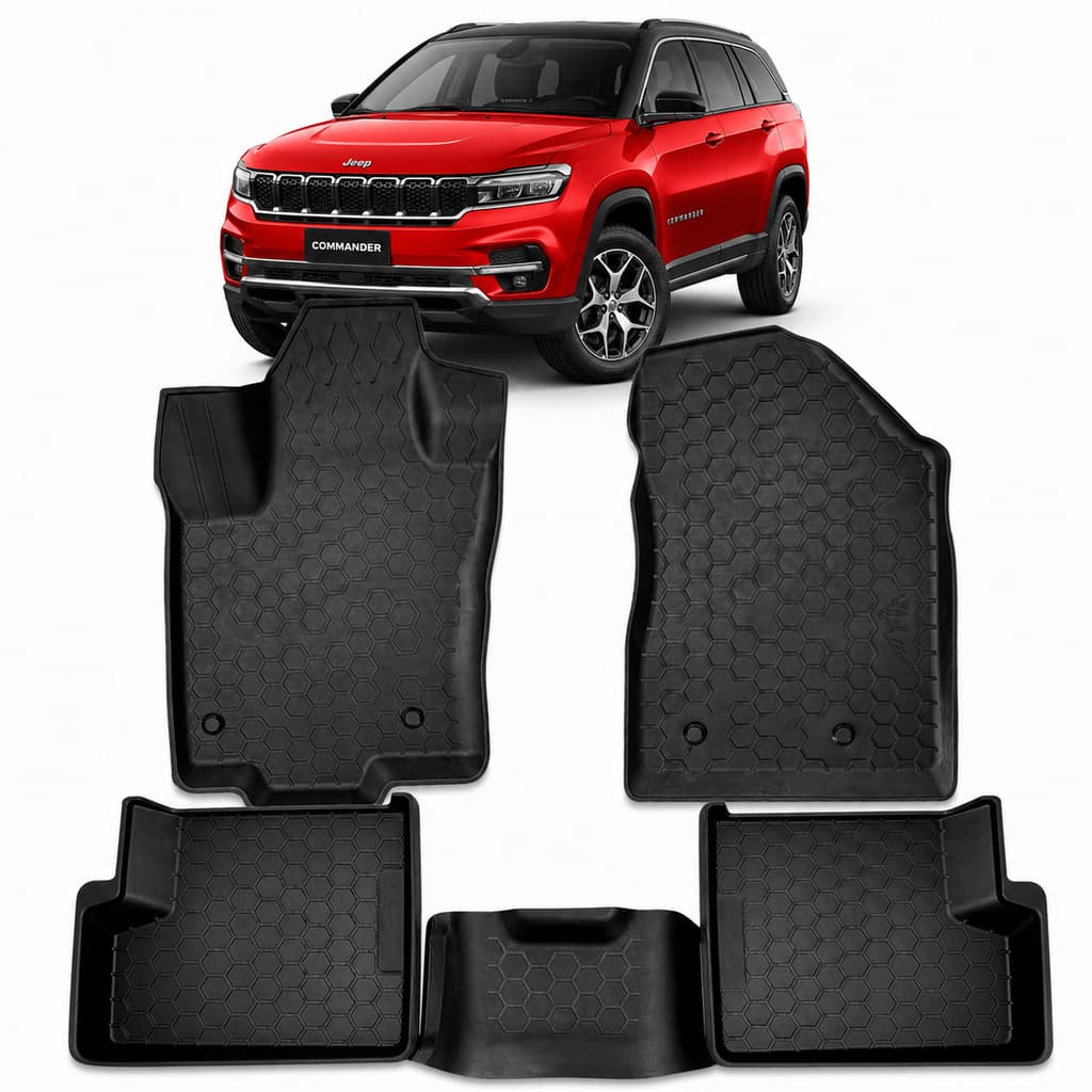 Jogo Tapete Tipo Bandeja Borda Alta TPE Emborrachado Jeep Commander 2026 em Diante 5 Peças