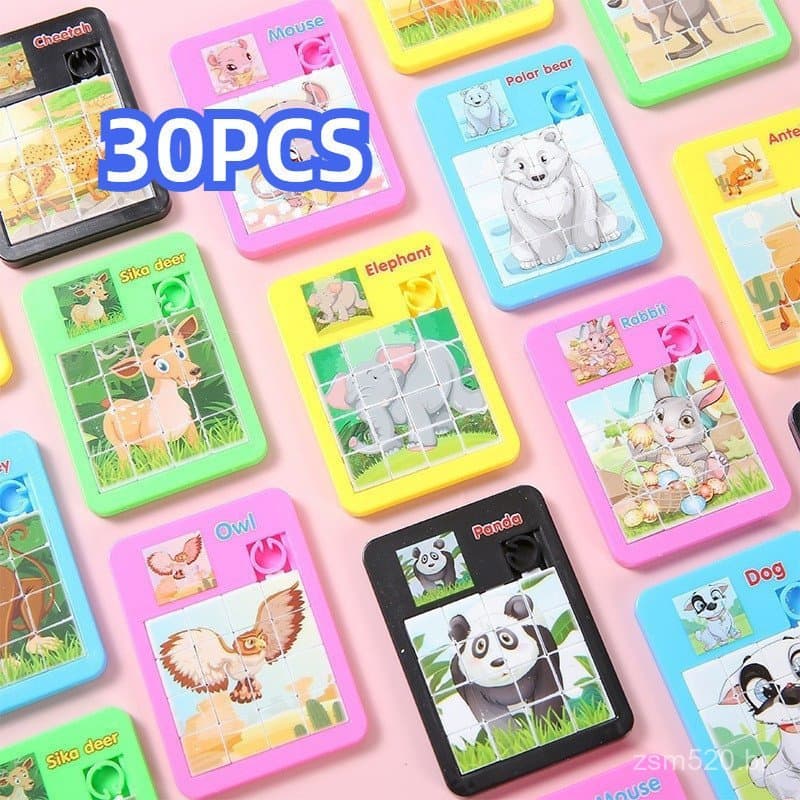 30 Peças Quebra-Cabeça Deslizante de Animais Brinquedo Labirinto para Crianças de 3-6 Anos Presente Escolar