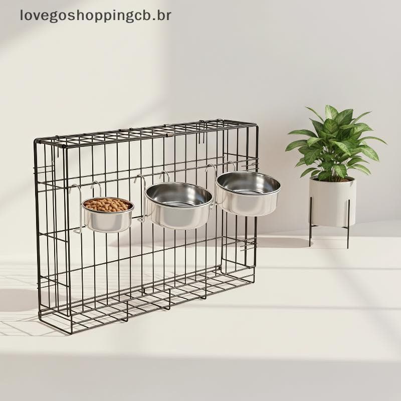 Tigela Suspensa De Aço Inoxidável Para Cães E Gatos , Gancho De Metal Durável , Tipo Gaiola , Alimentador De Água Alimen