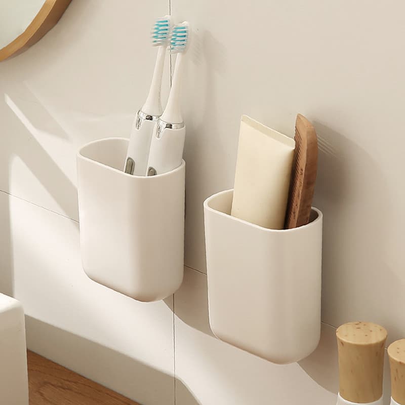 Simples caixa de armazenamento doméstico pente maquiagem escova balde de armazenamento toalete sem perfuração fixado na