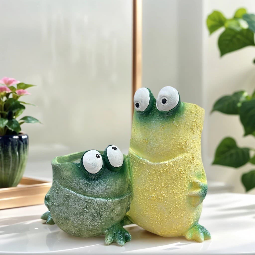 Venda quente sapo criativo expressão engraçada resina único estilo sapo casa pátio jardim vaso decoração pêndulo