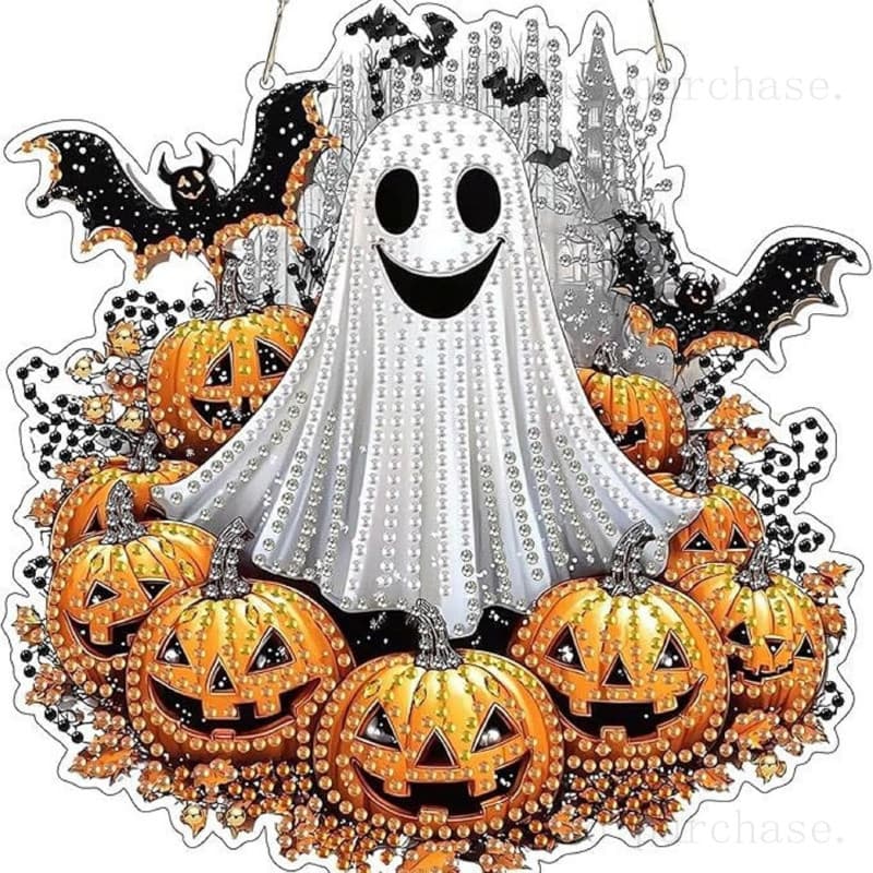Kit de Arte em Diamante de Fantasma de Halloween para Pendurar, Ornamento de Janela em Acrílico, A |   Apresenta designs