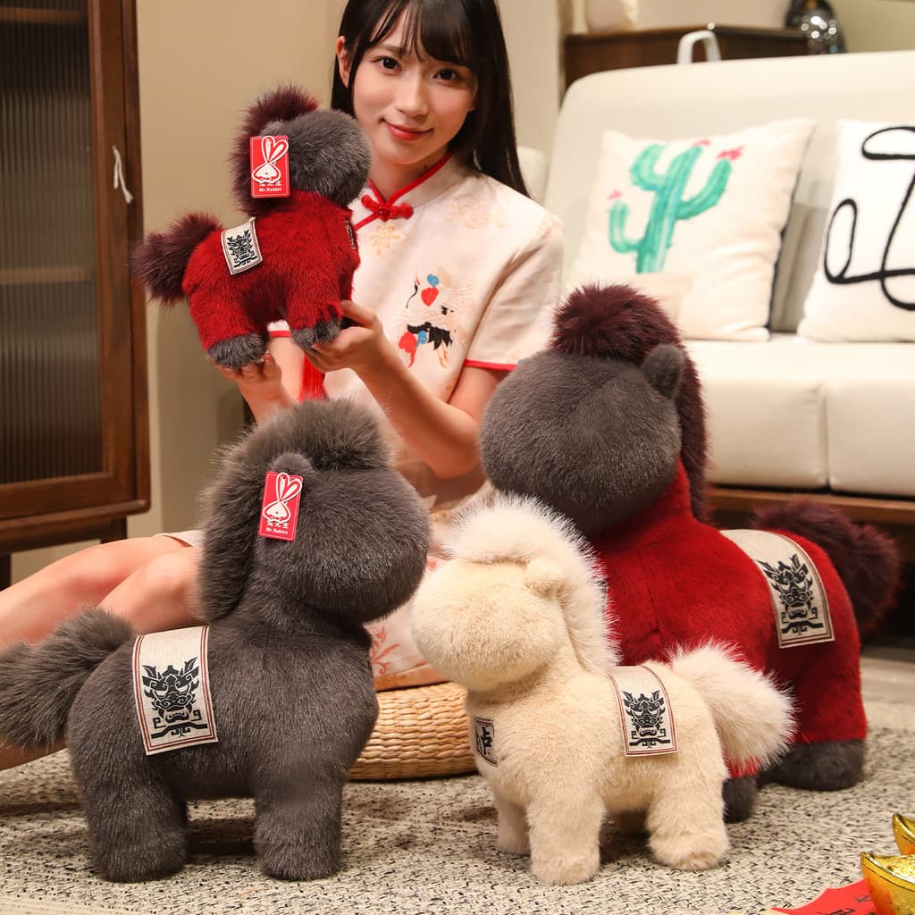 Série Mabingge: Boneco de Pelúcia Cavalo de Guerra Coelho Vermelho, Mascote do Ano do Cavalo