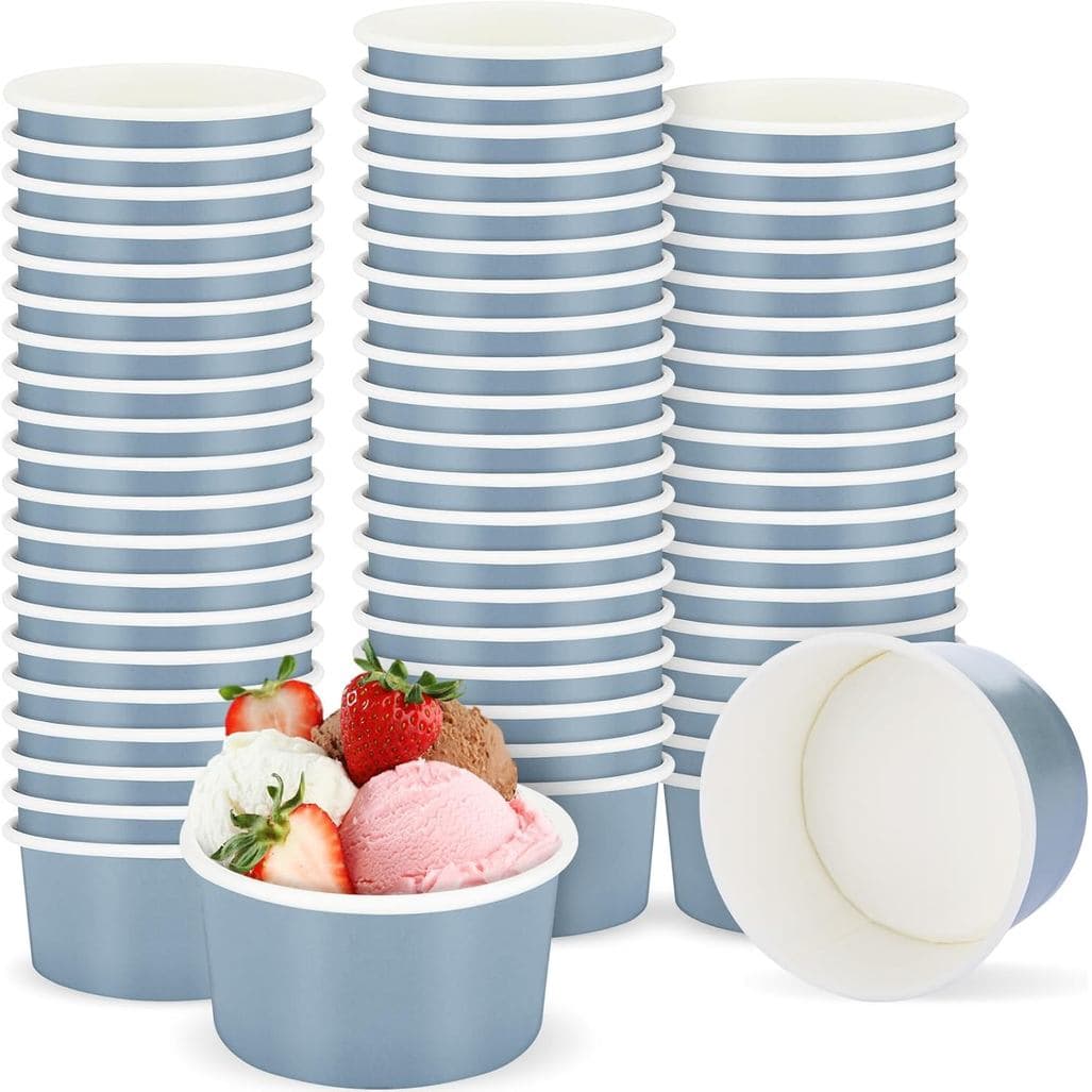 Maxdot 60 unidades de Copos para Sobremesa de 3oz, Copos Descartáveis para Sorvete, Tigelas de Papel para Iogurte Gelado