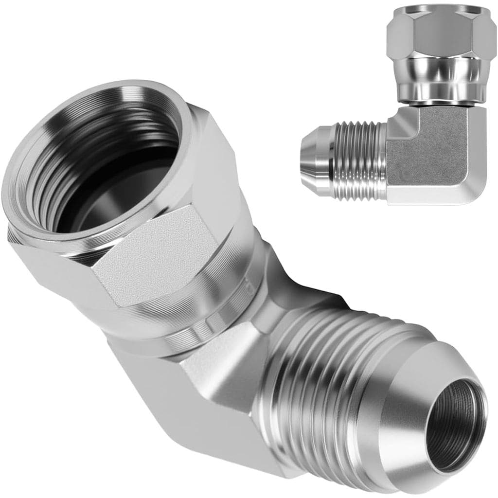 6500-04-04 Conexão Hidráulica 1/4" JIC 37 °   Macho X 1/4" Fêmea JIC 90 °   Adaptador de Cotovelo, Conector de Juntas de
