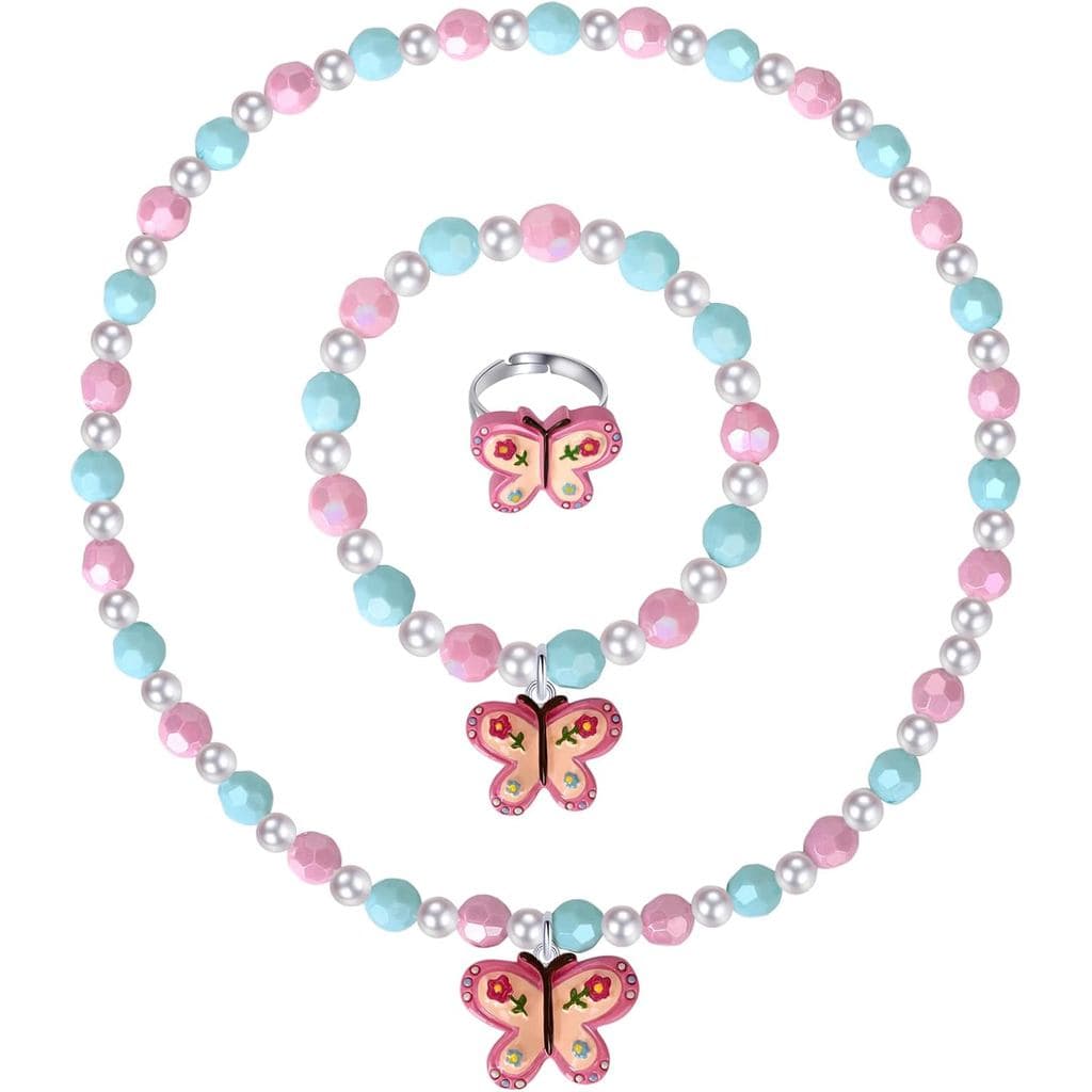 Conjunto de Joias Coloridas de Borboleta para Meninas - Colar de Borboleta para Crianças Pequenas, Conjunto de Joias de