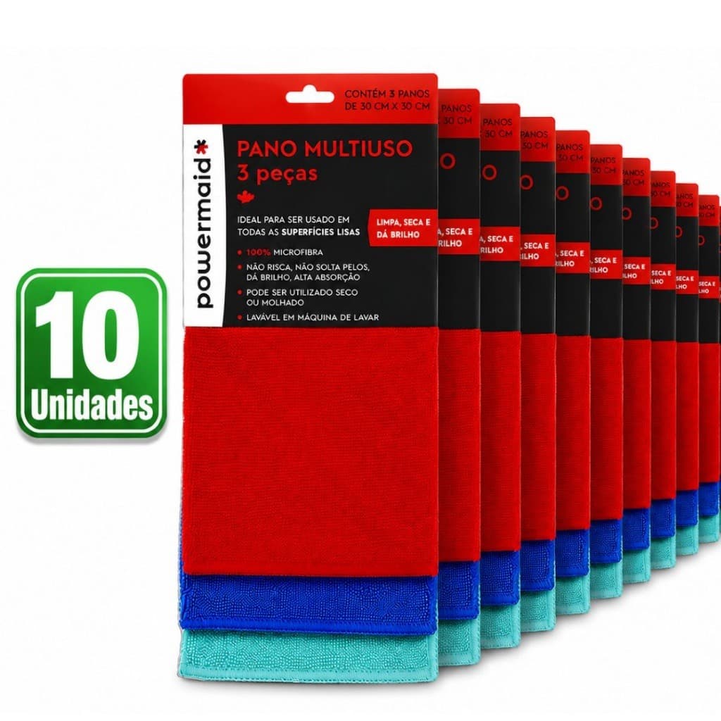 10 Kit Pano Microfibra – Alta Qualidade - Para Casa -Automóveis - Lojas
