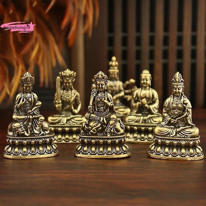 HOM Mini Estátua De Bronze Retro Requintado Esculpido 1 Pçs Ornamento Sólido Para Yoga Meditação Casa Decoração Desktop