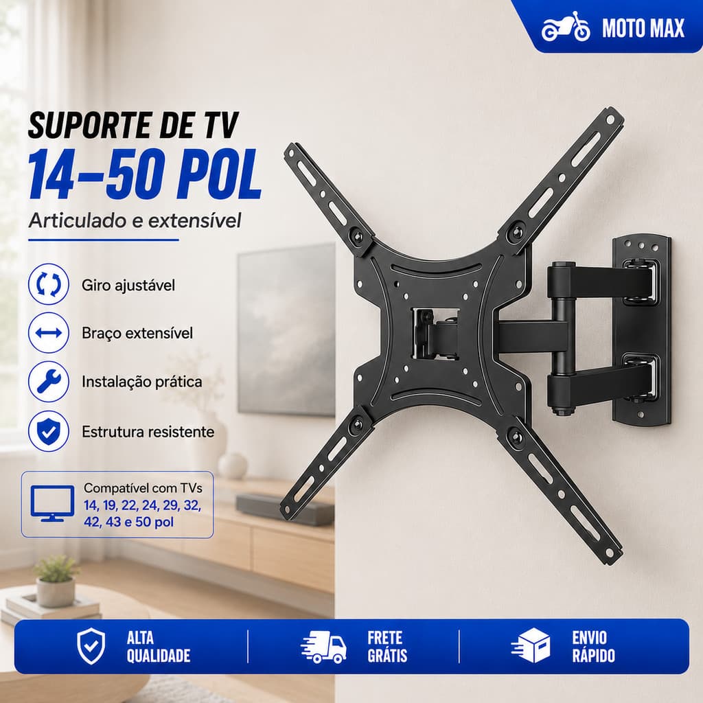 Suporte Tv Tri Articulado Lcd Led Plasma para parede 32  55 polegadas Suporta até 22 kg para Parede