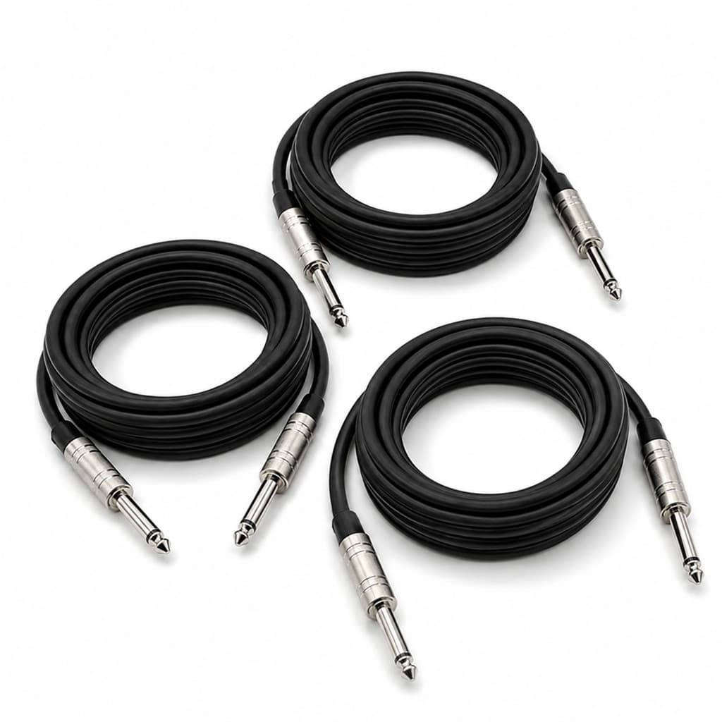 Kit 3 Cabo P10 P10 Mono Guitarra Violão Baixo Cavaquinho Caixa Som Amplificador 5 Metros Premium