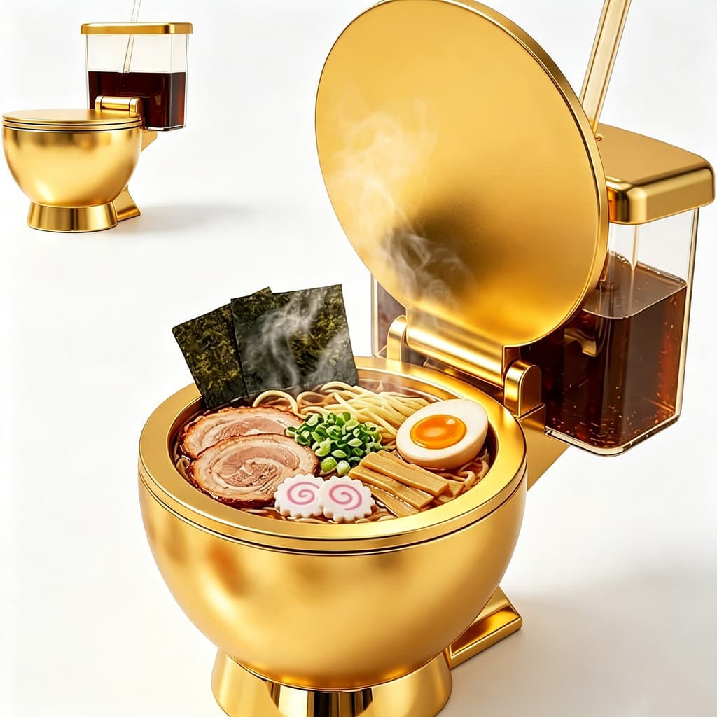 Conjunto De Tigela De Ramen Em Formato De Vaso Sanitário 2 1 Com Copo E Canudo Embutido | Higiênico Para Macarrão Instan