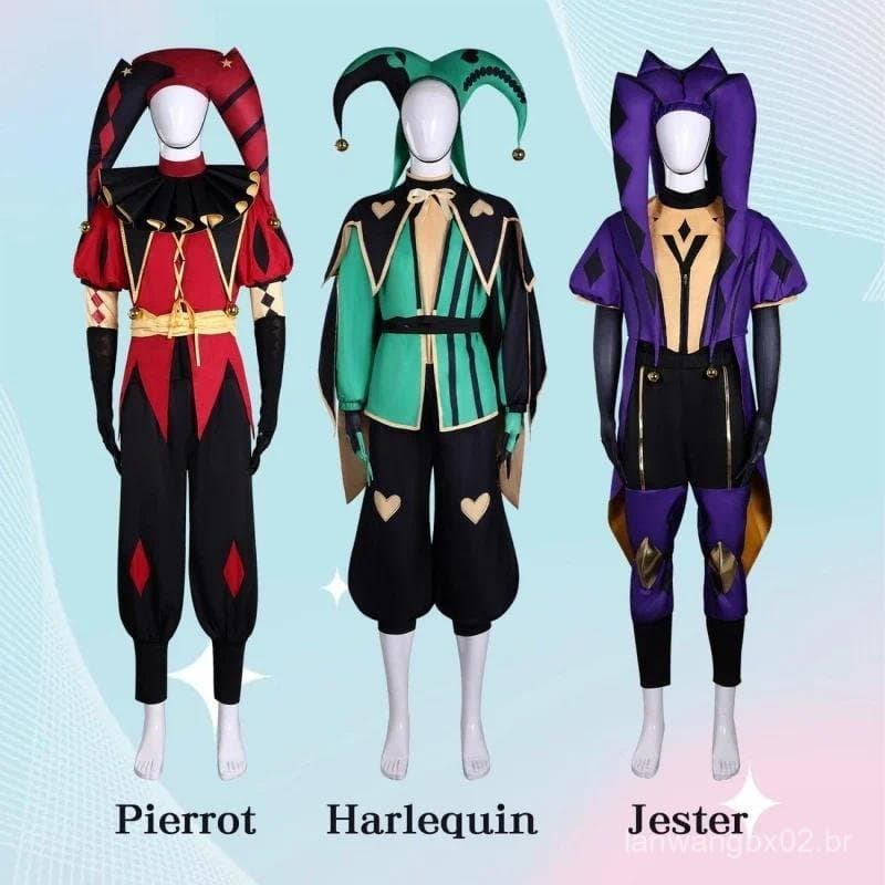 Fantasia de Palhaço Pierrot Harlequin para Crianças, Traje de Circo para Cosplay, Fantasia de Halloween, Roupa para Apre