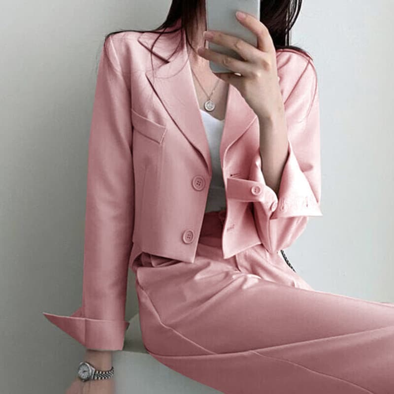 Blazer curto de viagem novo estilo tamanho grande coreano Casual terno Top