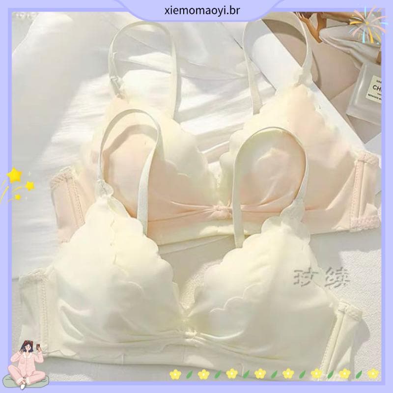 Roupa interior não magnética feminina pequeno peito estilo fino pequena reunião sem anel de aço menina estudante sem cos