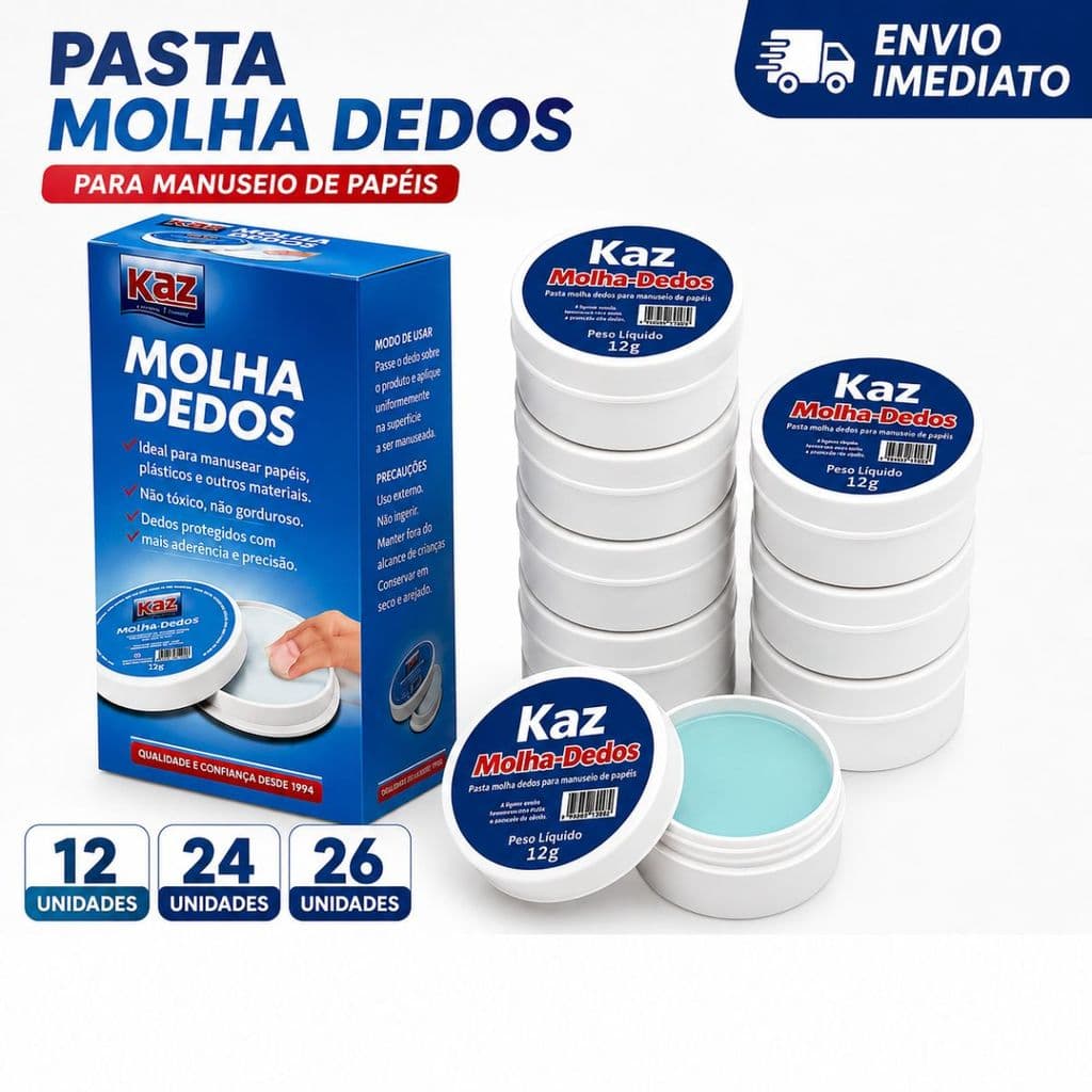 12/24/36 Molha Dedo 12g Abre Sacolas Conta Papeis Dinheiro