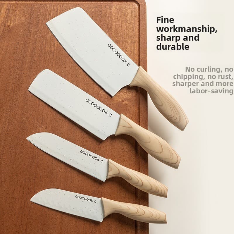 Faca de cozinha de quatro peças de trigo doméstico bebê corte suplementar faca de frutas faca de chef de pão d