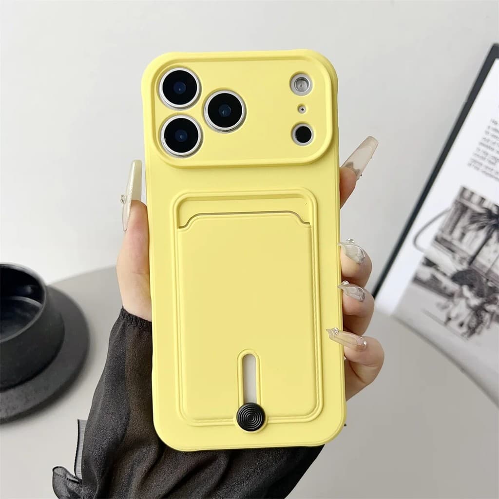 Push Cartão Saco Slot Titular Carteira Caso De Telefone Para IPhone 18 17 16 15 14 13 12 Pro Max À Prova De Choque Capa