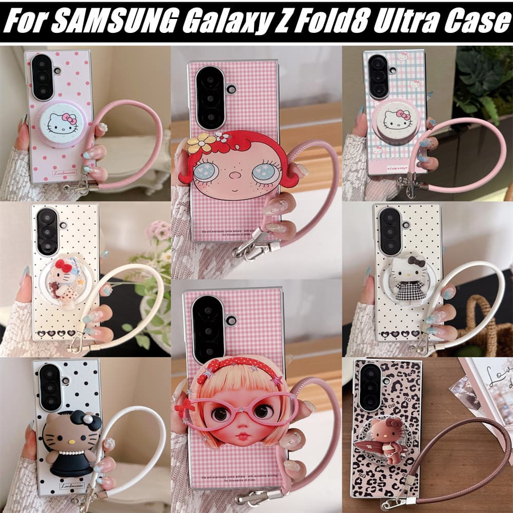 Novo Para 2026 Samsung Galaxy Z Fold 8 Ultra 7 6 5 4 Capa De Telefone Dobrável Minimalista Xadrez Polka Dot PC Case Com