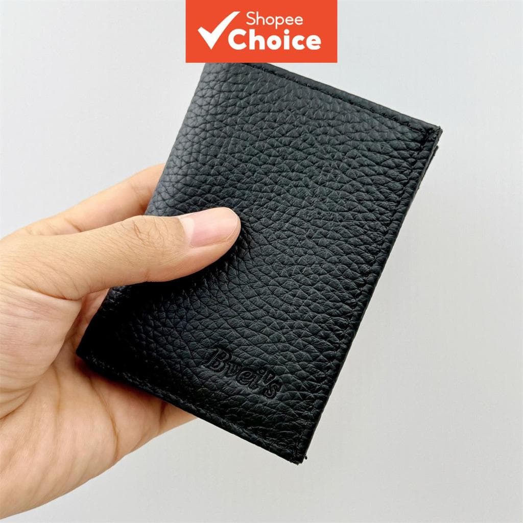 Carteira Bifold Masculina De Couro Genuíno De Grão Superior Mini Estilo High-end De Grande Capacidade