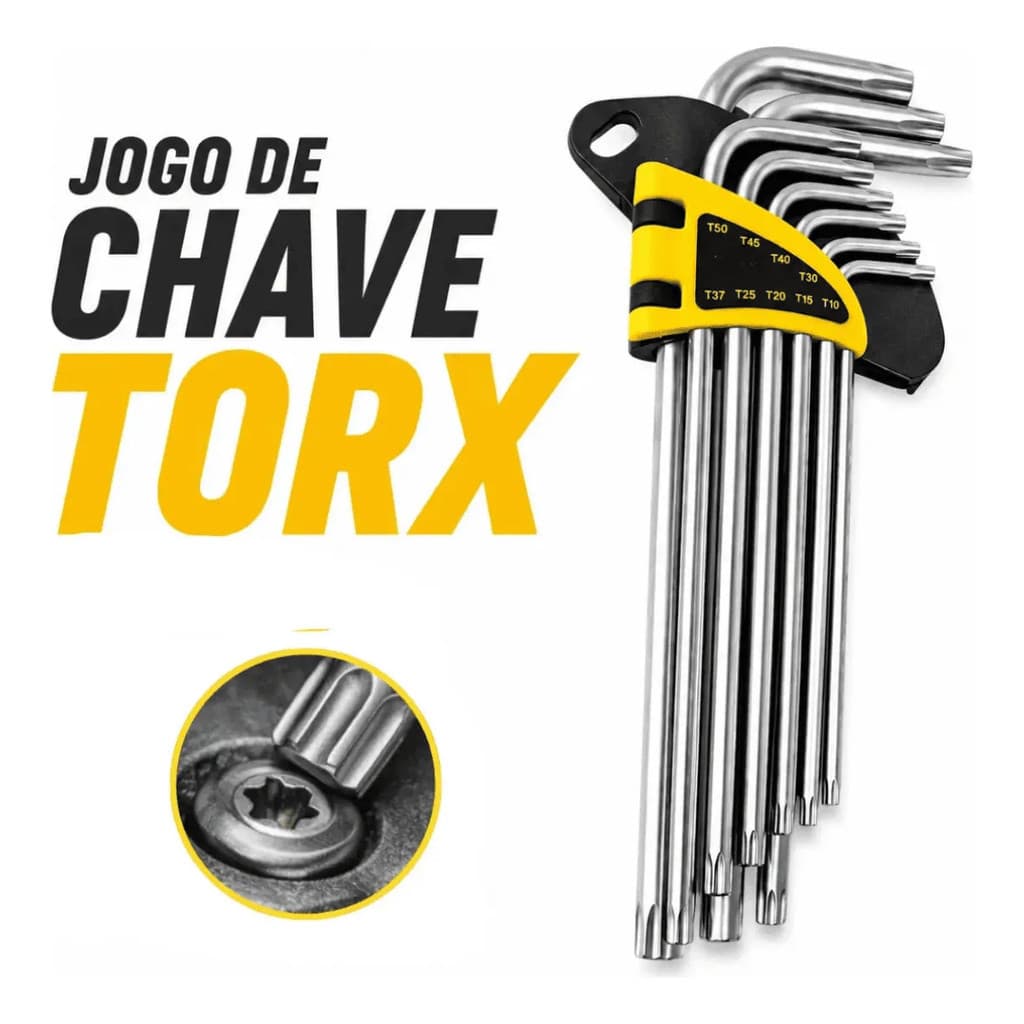Jogo De Chave Pequena  Torx 9 Peças Gadan Kit Completo Aço