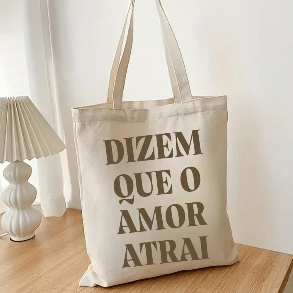 Bolsa Ecológica Ecobag praia dizem que o amor atraia - 100% algodão Bolsa Praia Feminina Verão